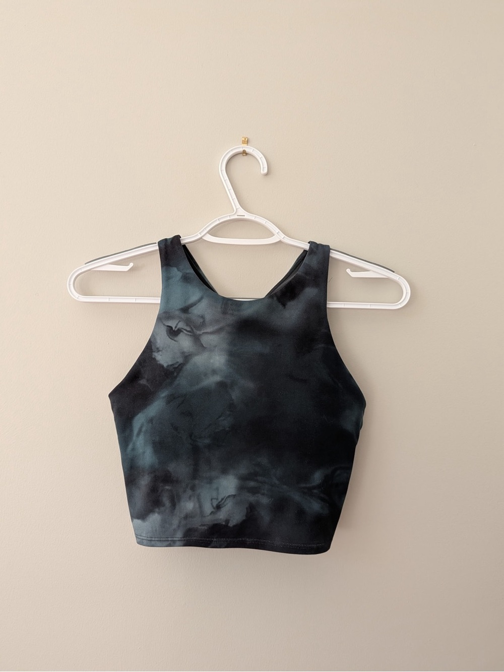 Athleta High Neck Longline Sports Bra Crop Tank Black Green XS
